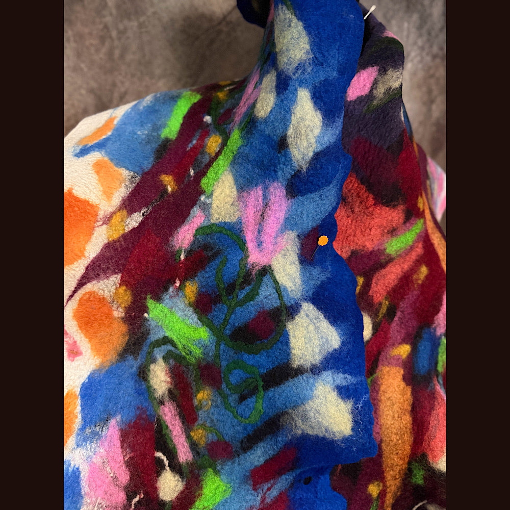 OOAK Handmade wool Felted Scarf 88” X 16”