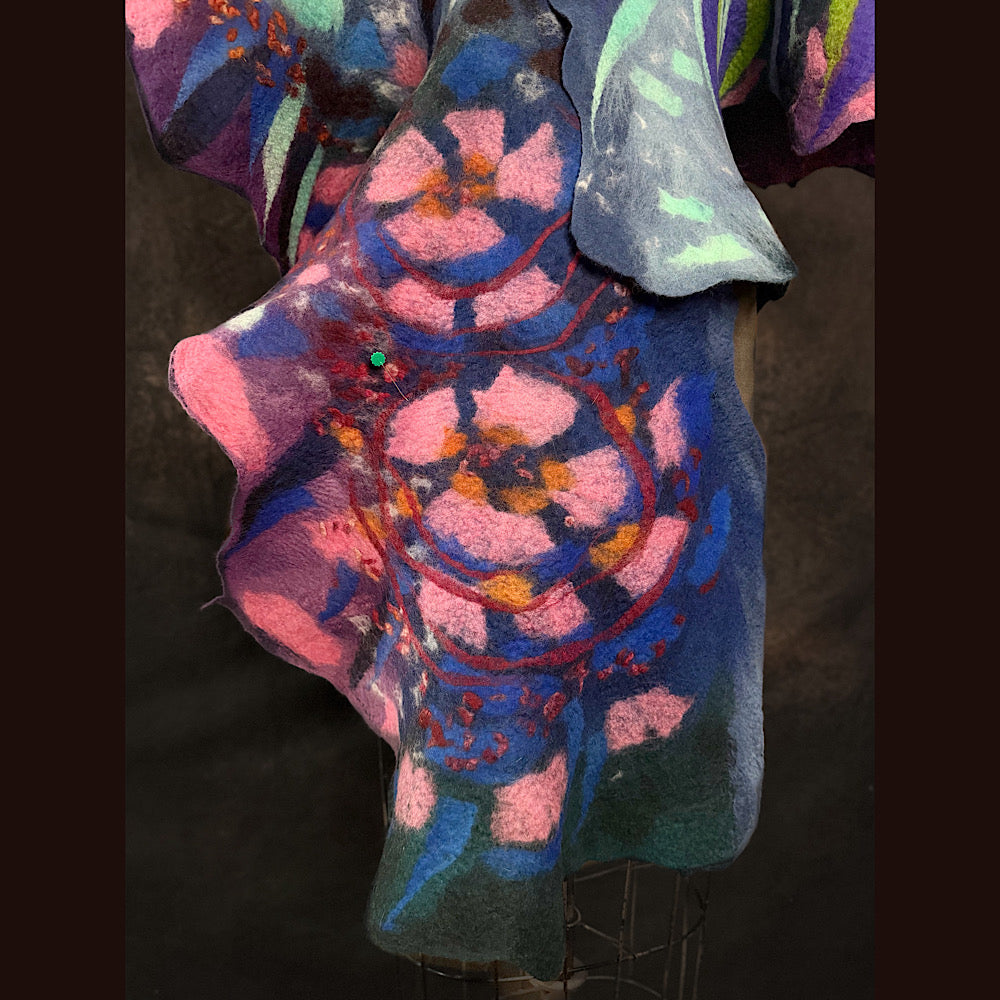 OOAK Handmade wool Felted Scarf 81” X 19”