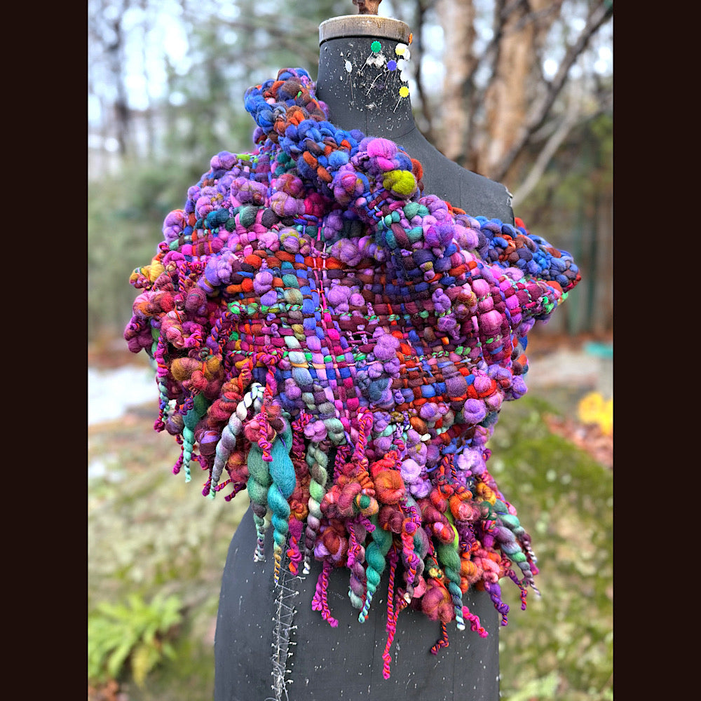 Handmade wool Woven Scarf shawlette 19” X 18”