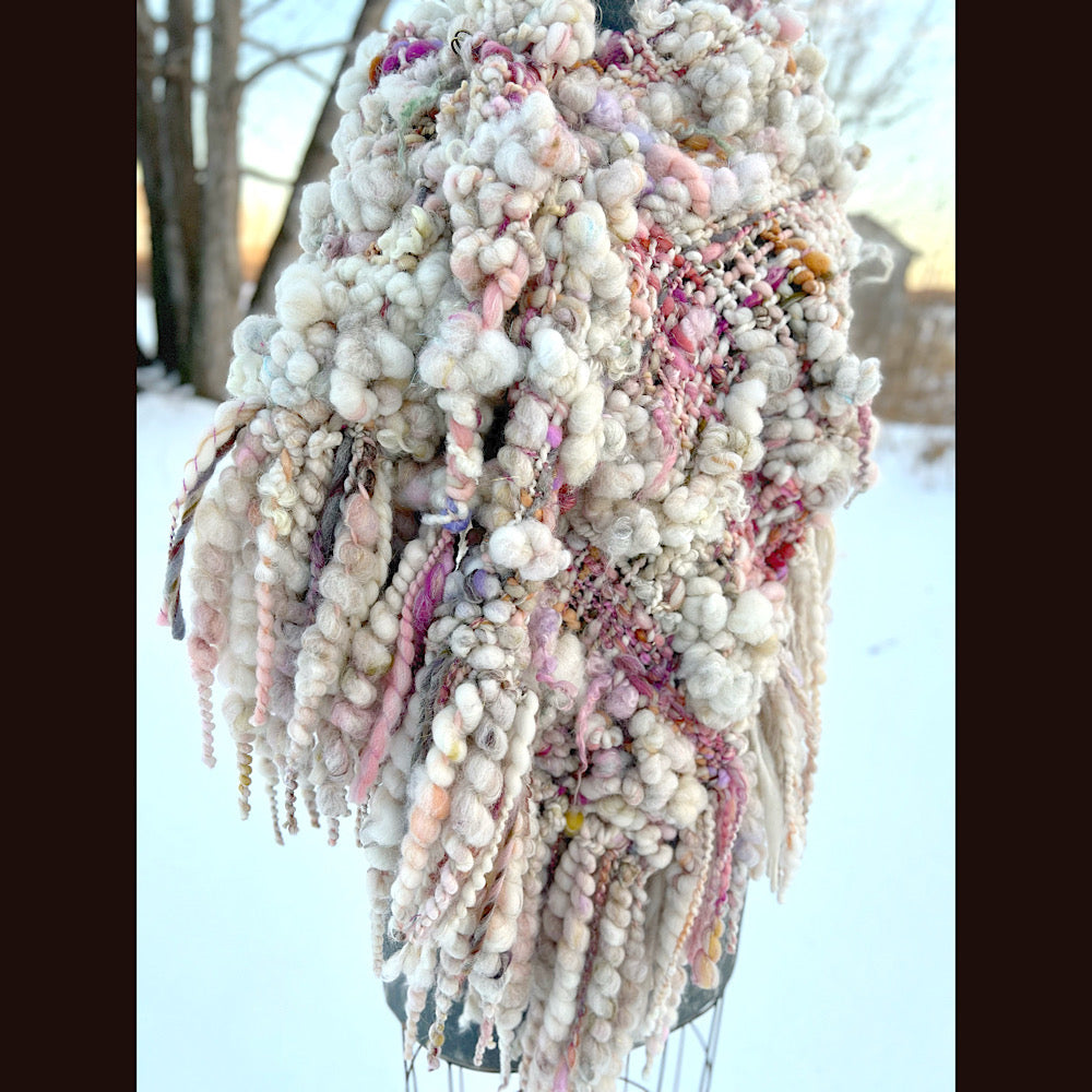 The Snow Rose Shawl  64” X 22”  1.3 pound