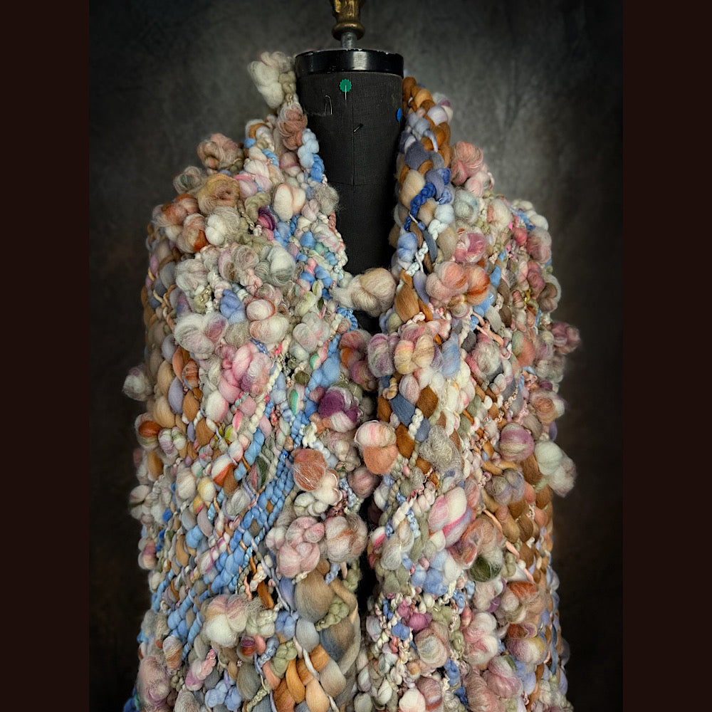 Handmade wool Woven Scarf 88” X 11”