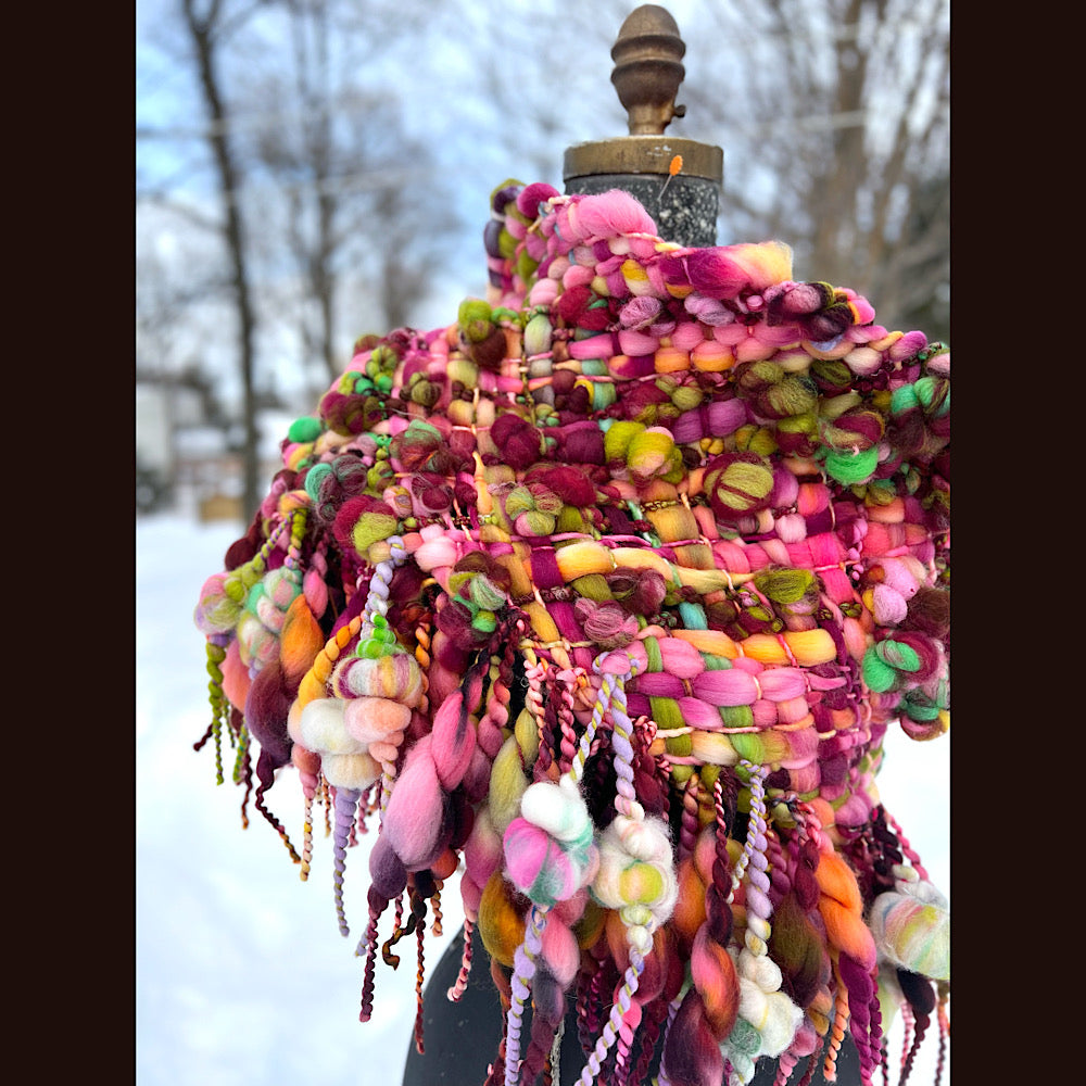 Winter rose Woven art yarn Giant cowl