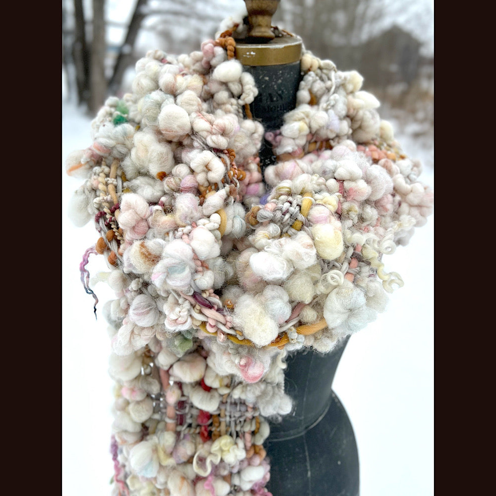 The Snow Rose Scarf 92” X 10”  1.2 pound