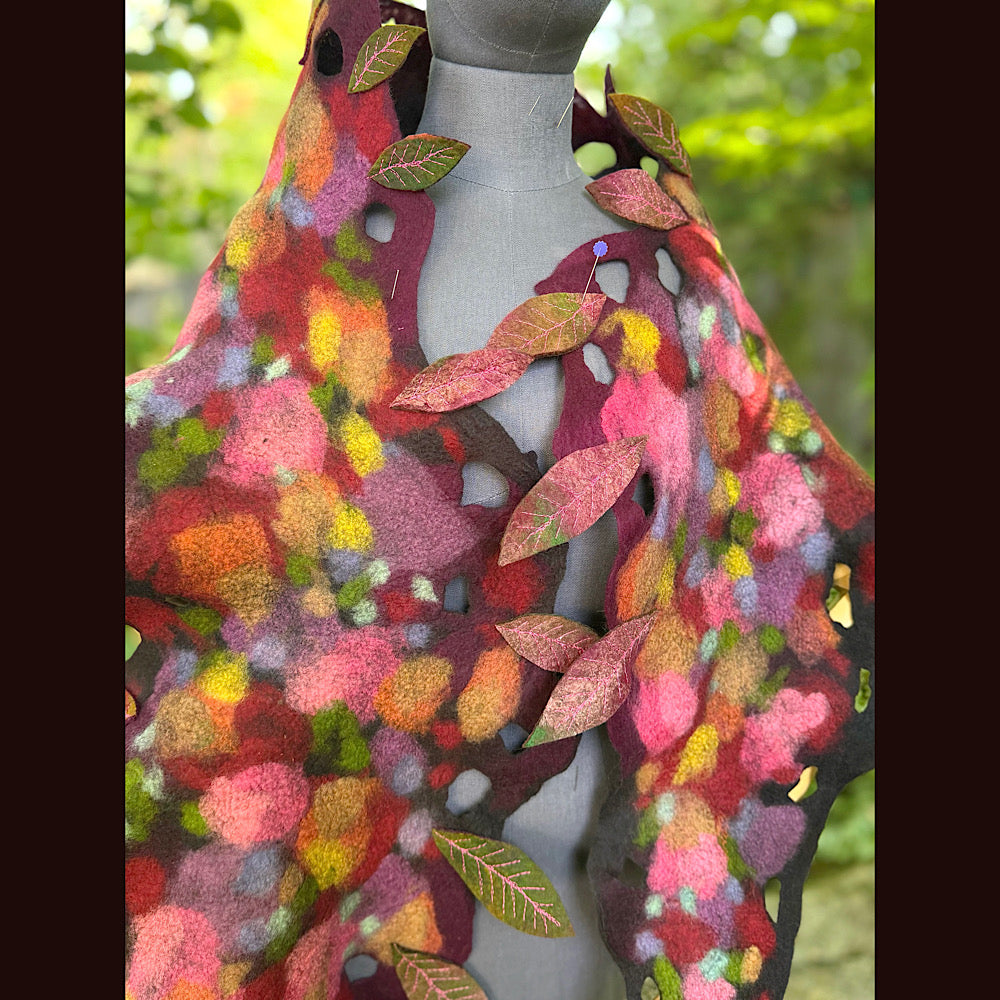 OOAK Handmade wool Felted Scarf 84” X 17” Original art work
