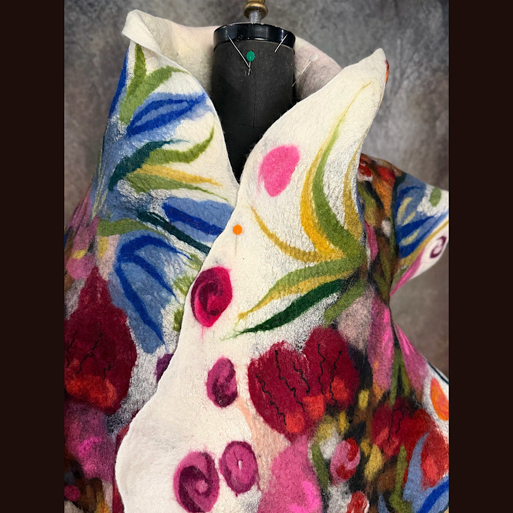 OOAK Handmade wool Felted Scarf 84” X 20” Original art work