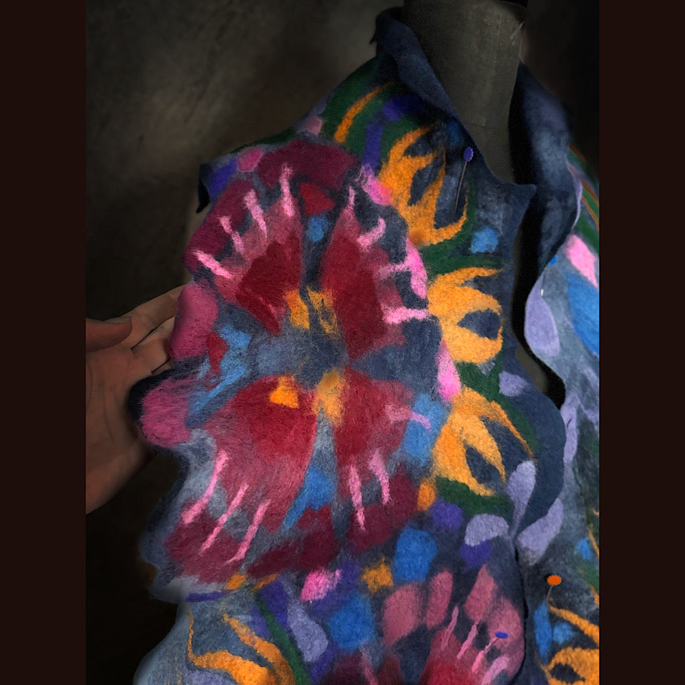 OOAK Handmade wool Felted Scarf 84” X 17”