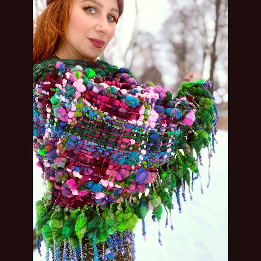 Handmade wool Woven Scarf shawlette 28” X  20” larger size