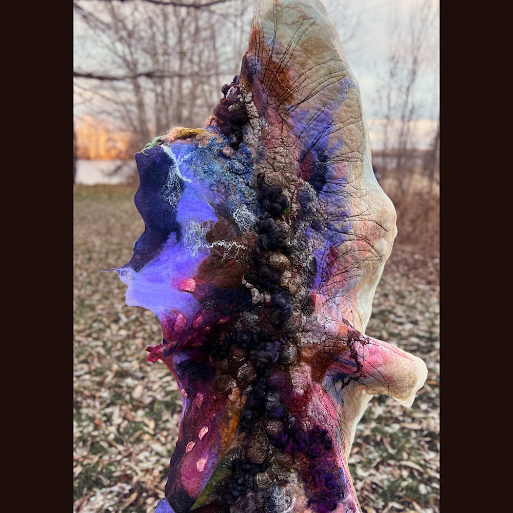 Last rays before dawn felted scarf 69” X 20”