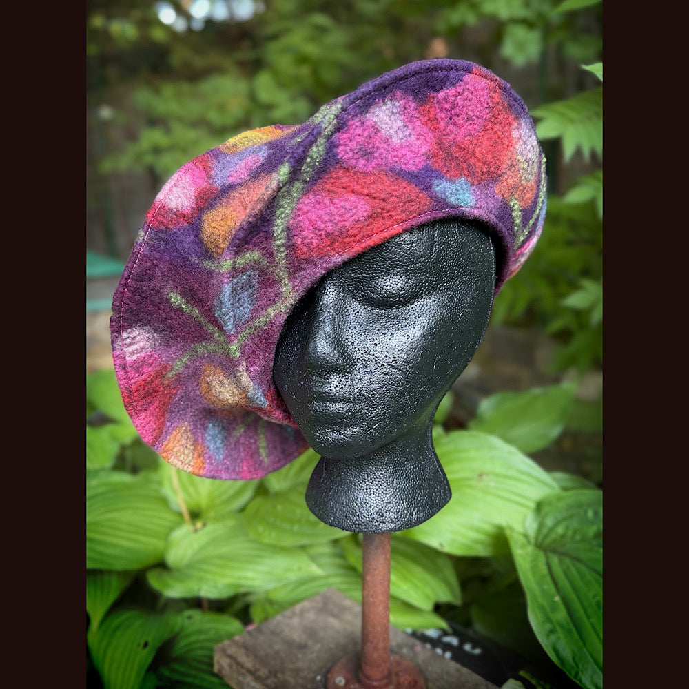 OOAK Handmade wool Felted hat 23.5” medium