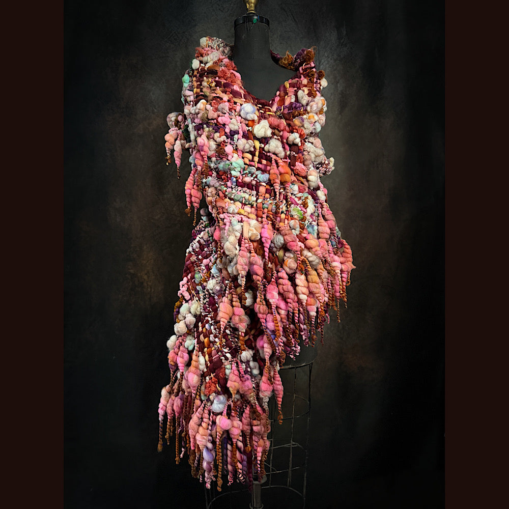 Handmade wool Woven Scarf 86” X 11”