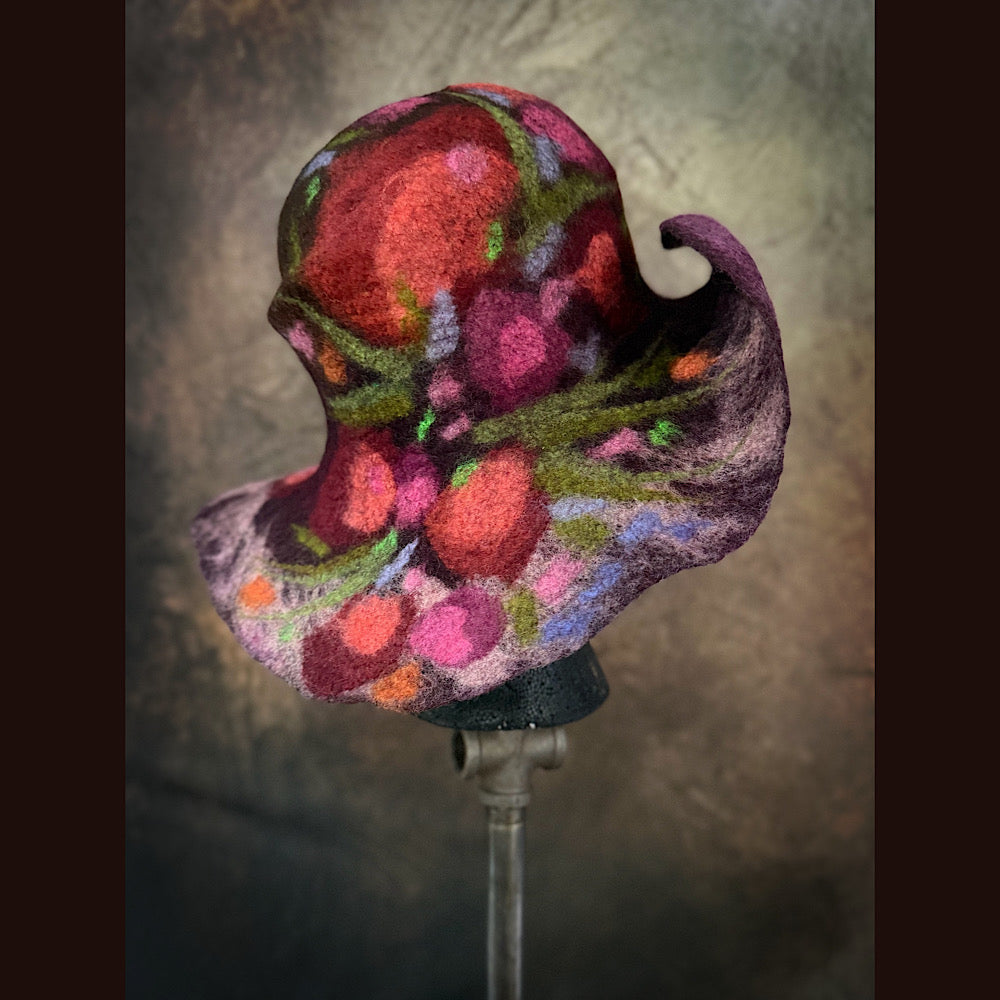 OOAK Handmade wool Felted hat 22” small