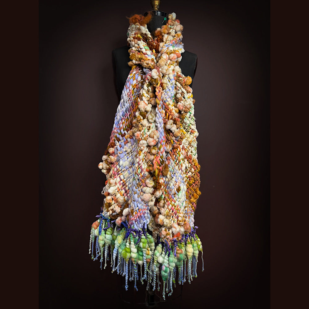 Handmade wool Woven Scarf 84” X 12”