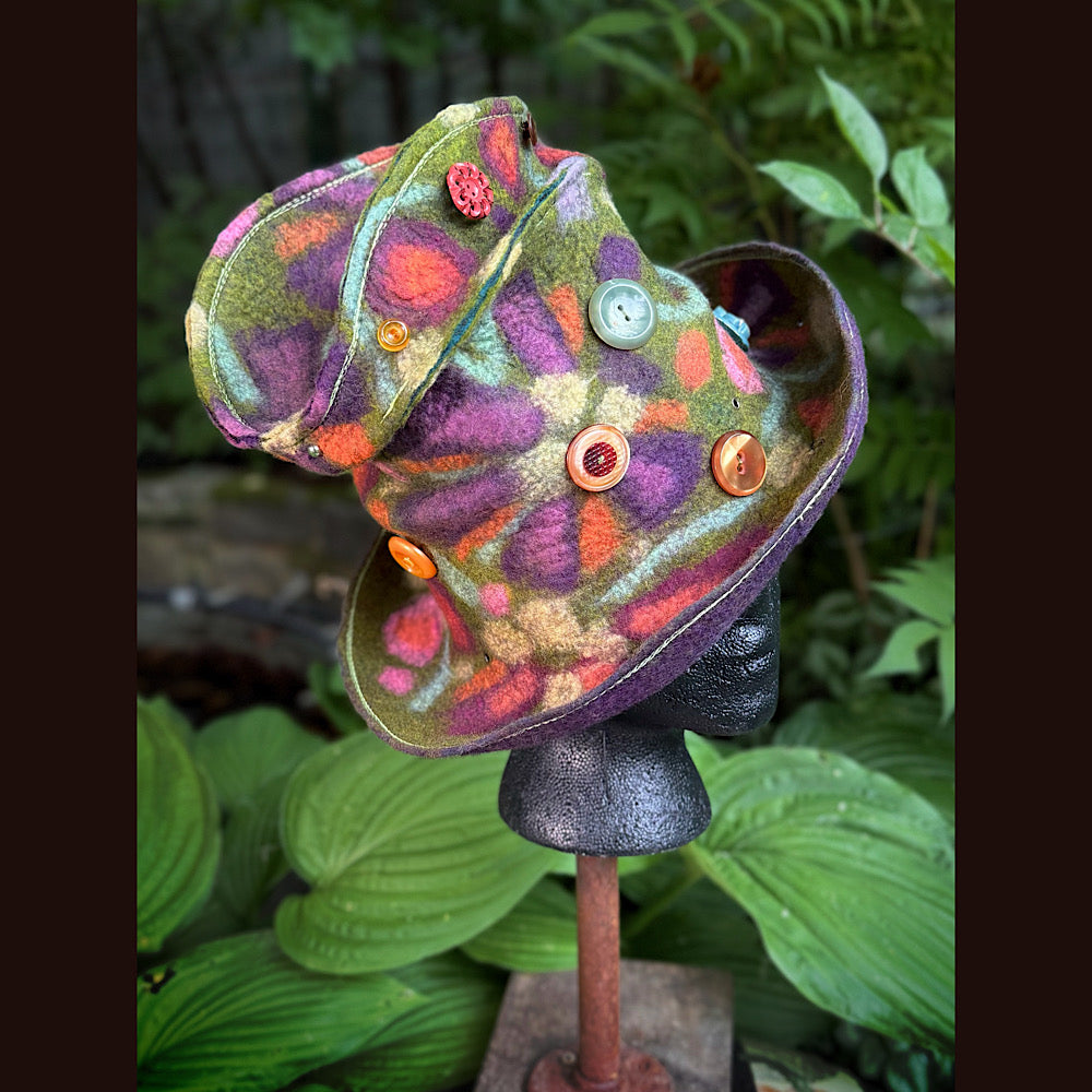OOAK Handmade wool Felted hat 22” small