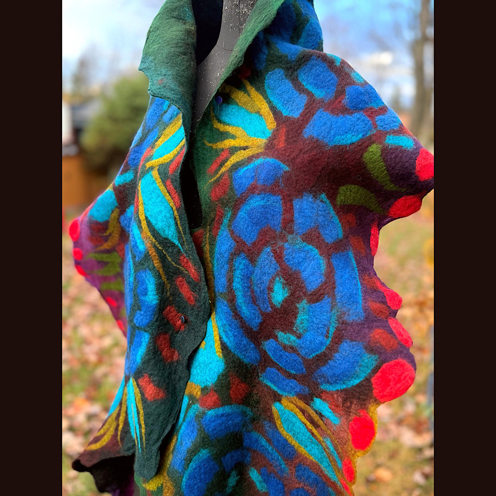 Handmade wool Felted Scarf 92” X 16”