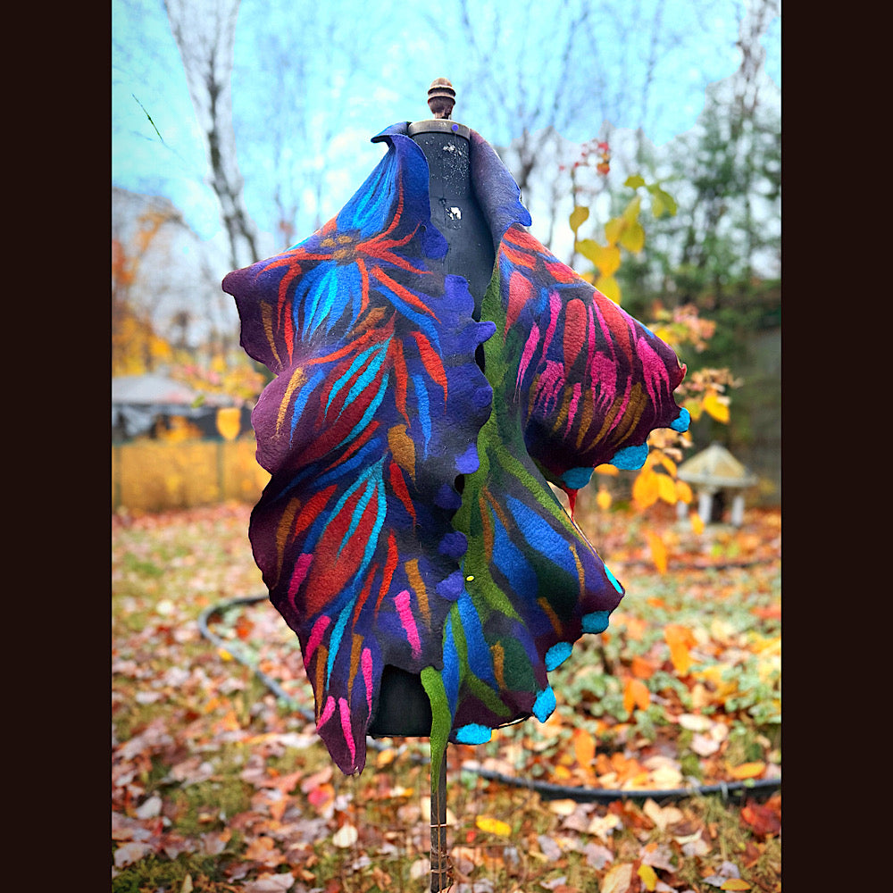 Handmade wool Felted Scarf 78” X 16”