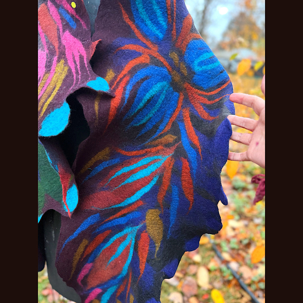 Handmade wool Felted Scarf 78” X 16”