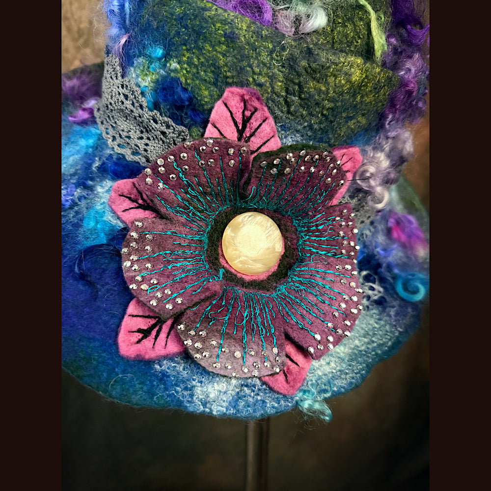 Handmade wool Felted hat 23.5” medium