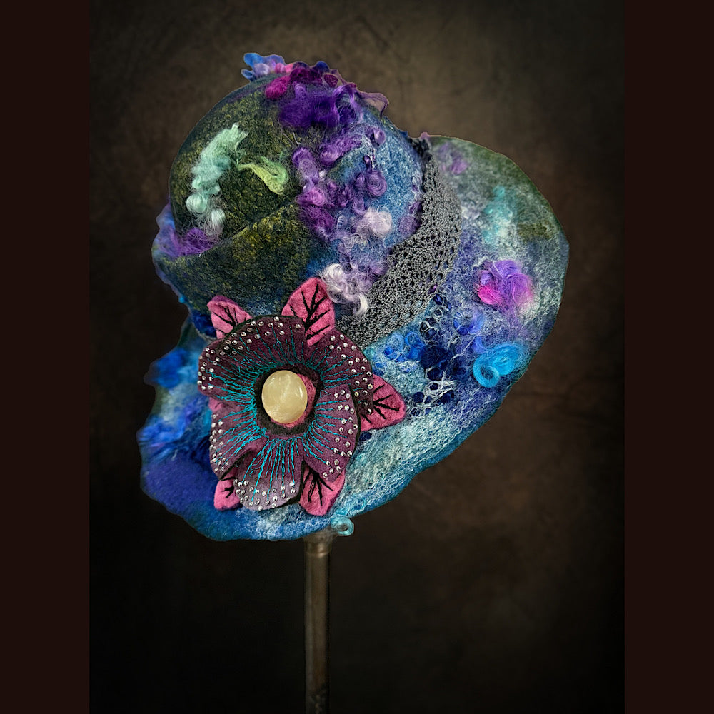 Handmade wool Felted hat 23.5” medium