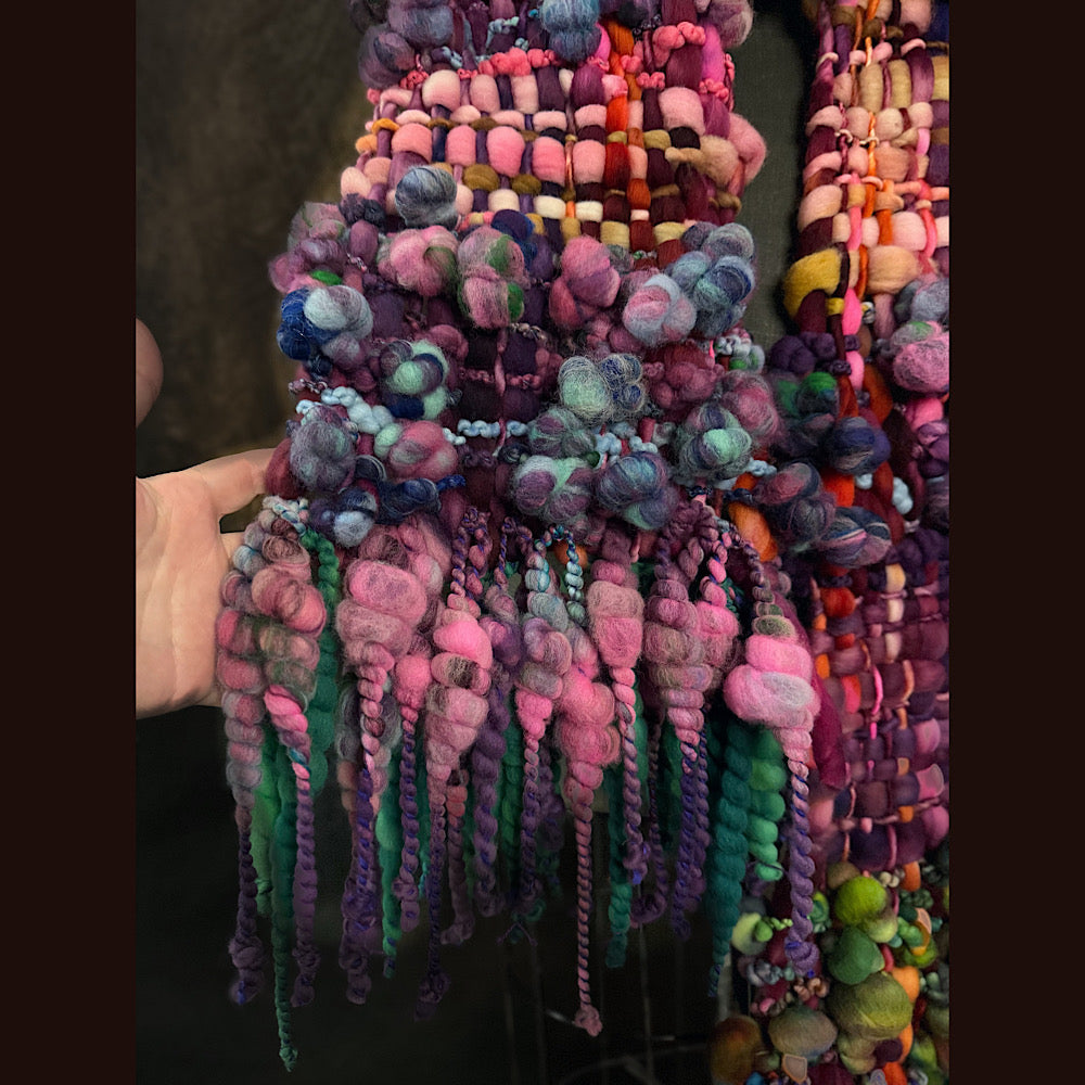 OOAK Handmade wool Woven Scarf 84” X 9”