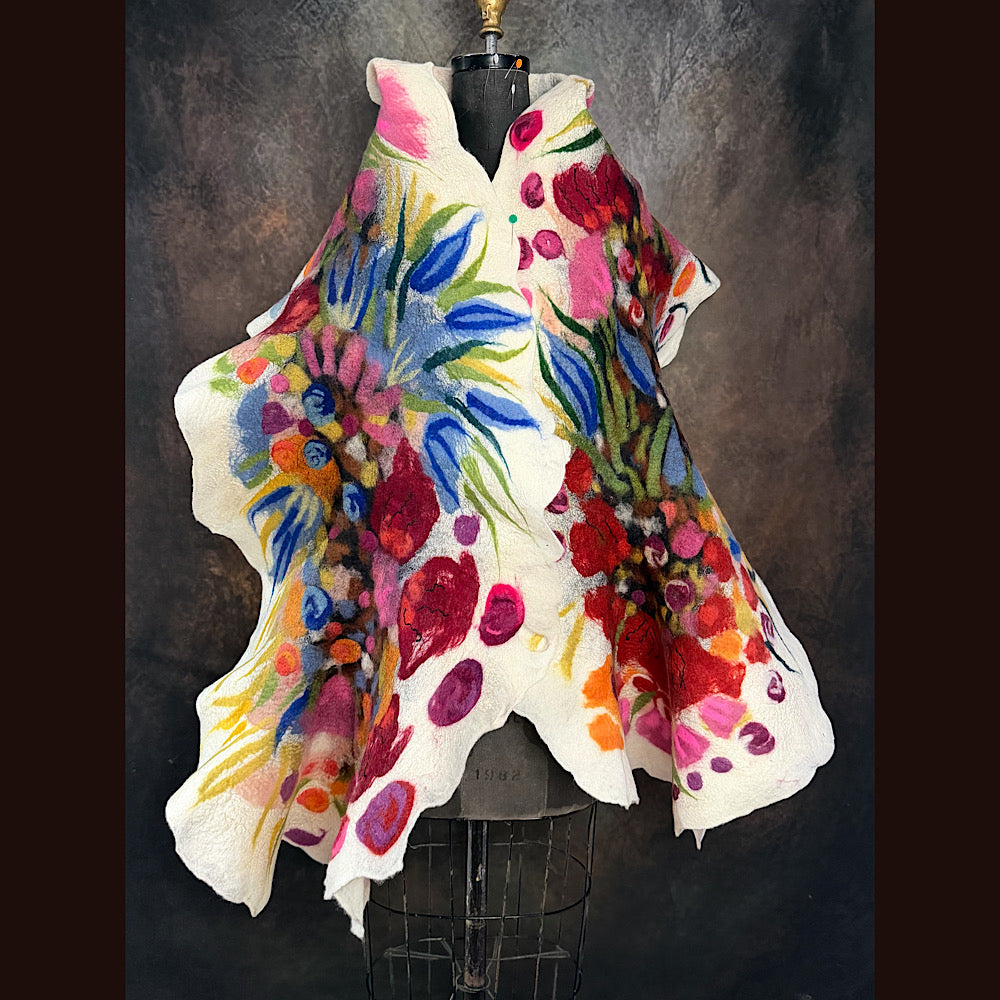 OOAK Handmade wool Felted Scarf 84” X 20” Original art work