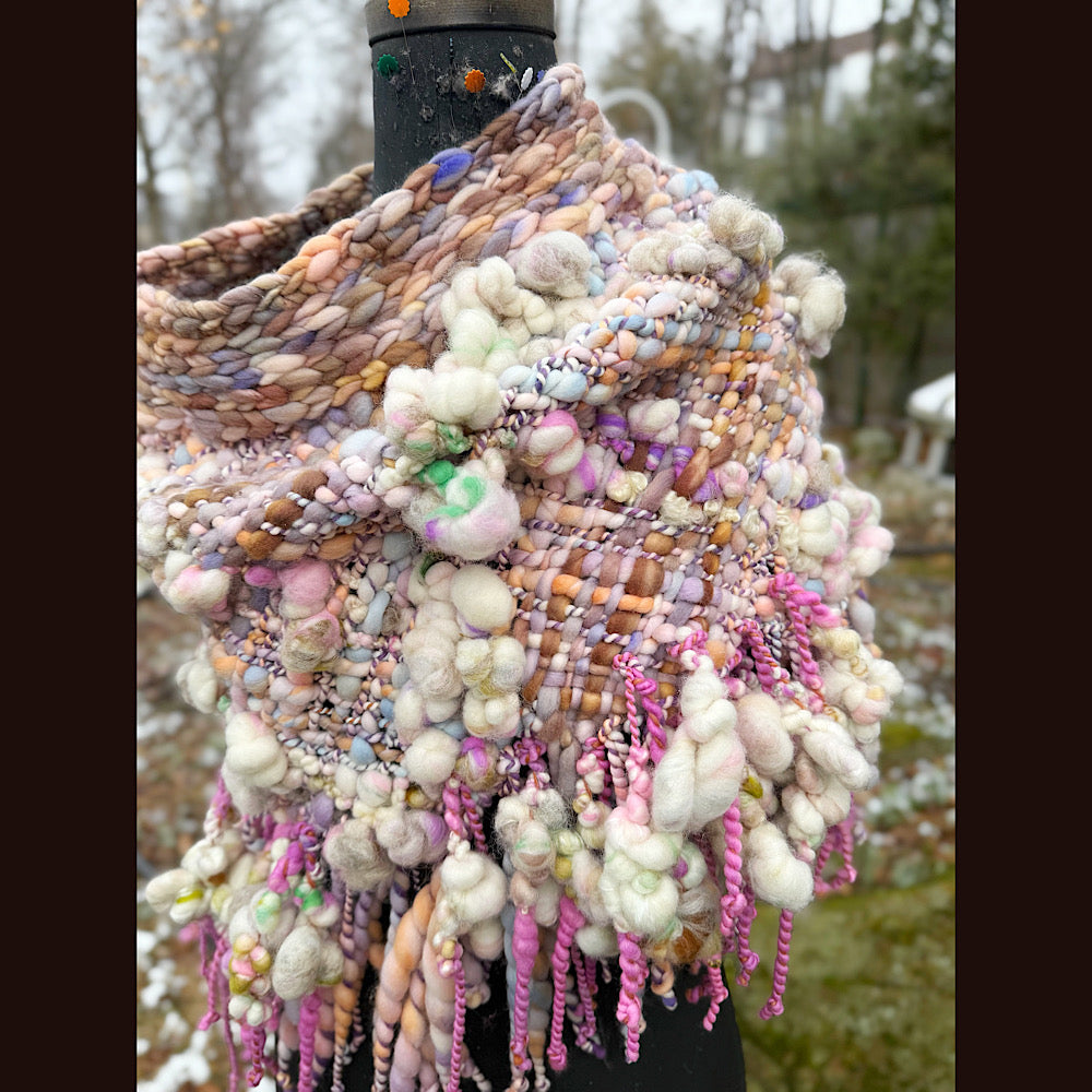 Handmade wool Woven Scarf shawlette 19”X 20”