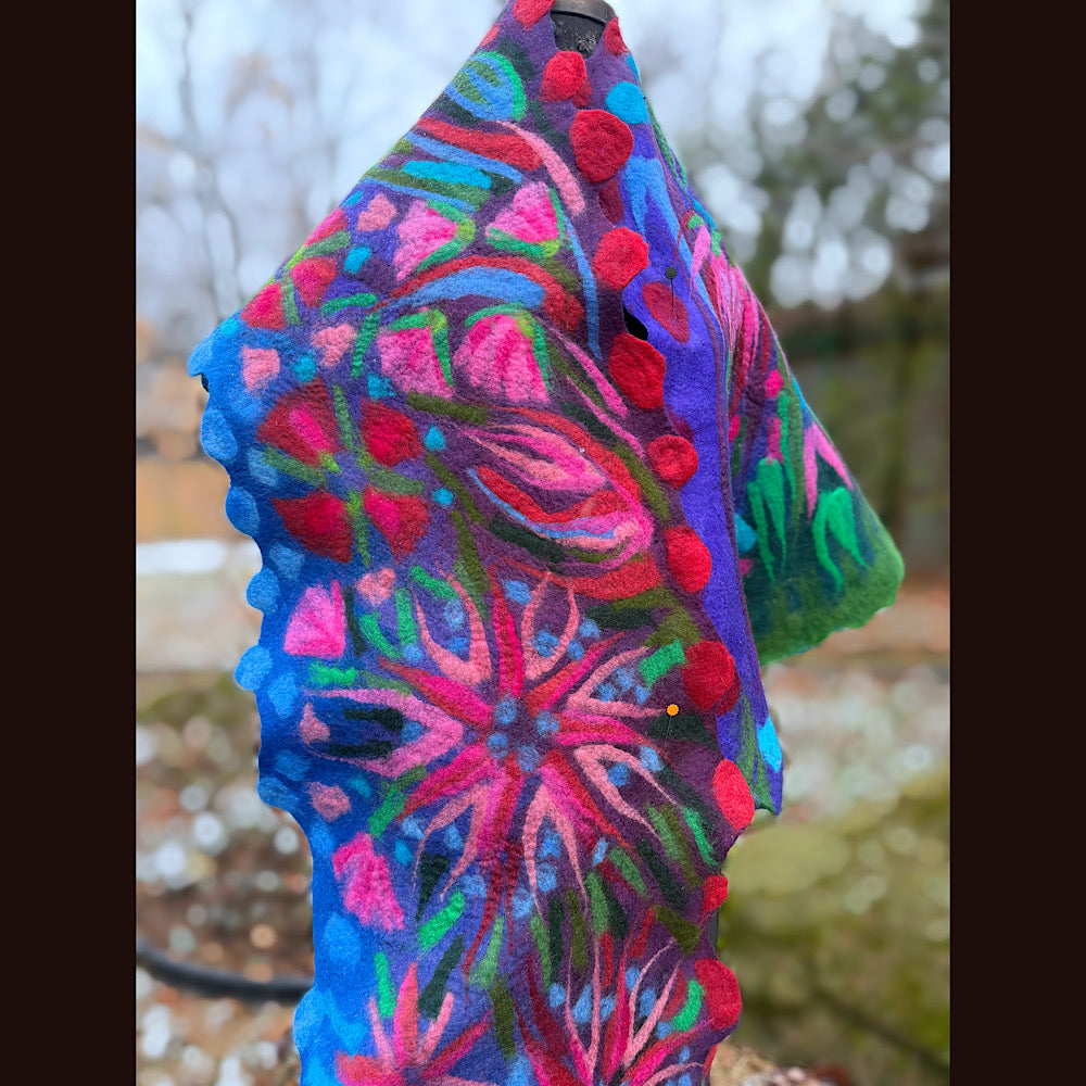 Handmade wool Felted Scarf 88” X 22”