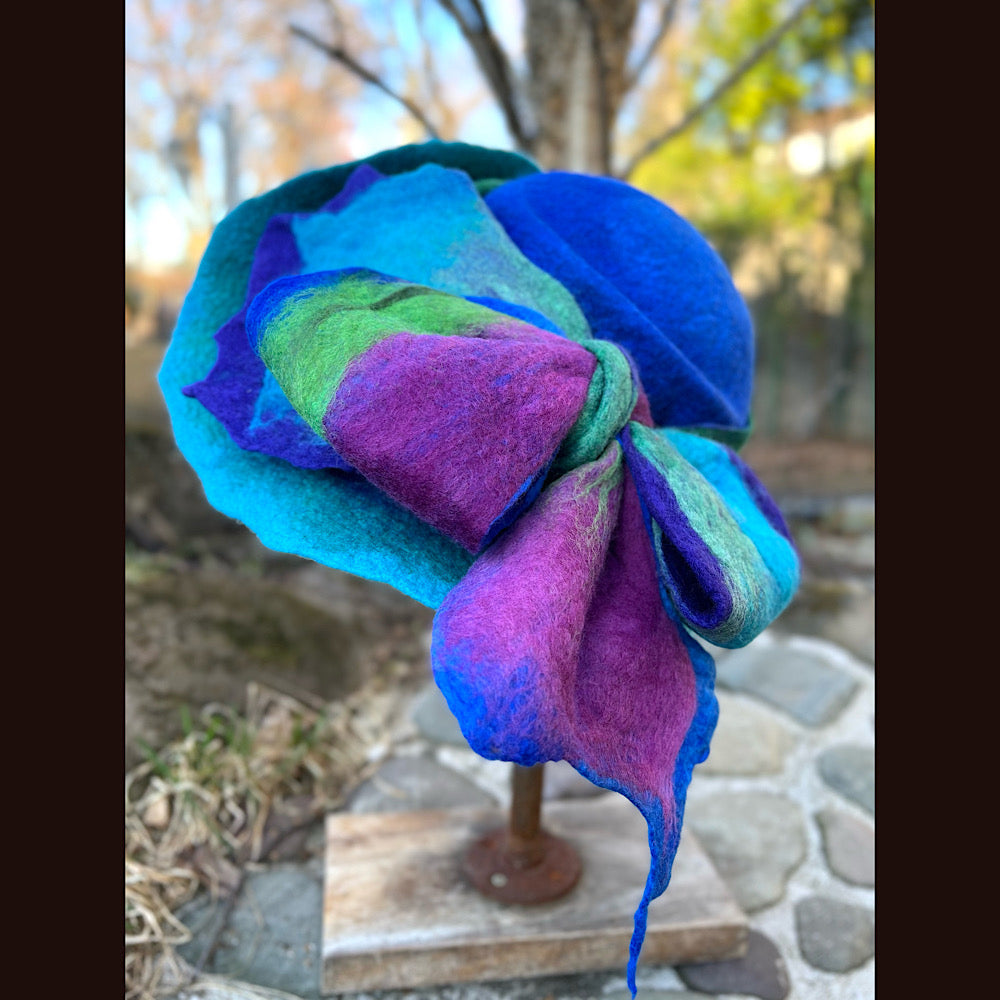 Felted top hat with bow 24” large