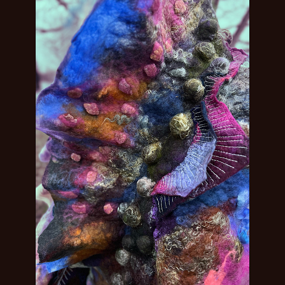 Soleil d’hiver felted scarf 75” X 18”
