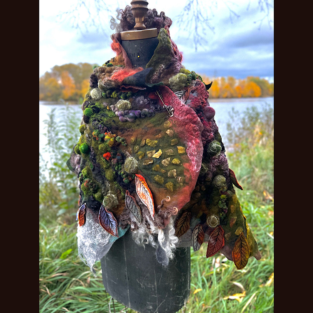 Reserved- Tundra felted shawl 78” X 22”- *this shawl has been extended *