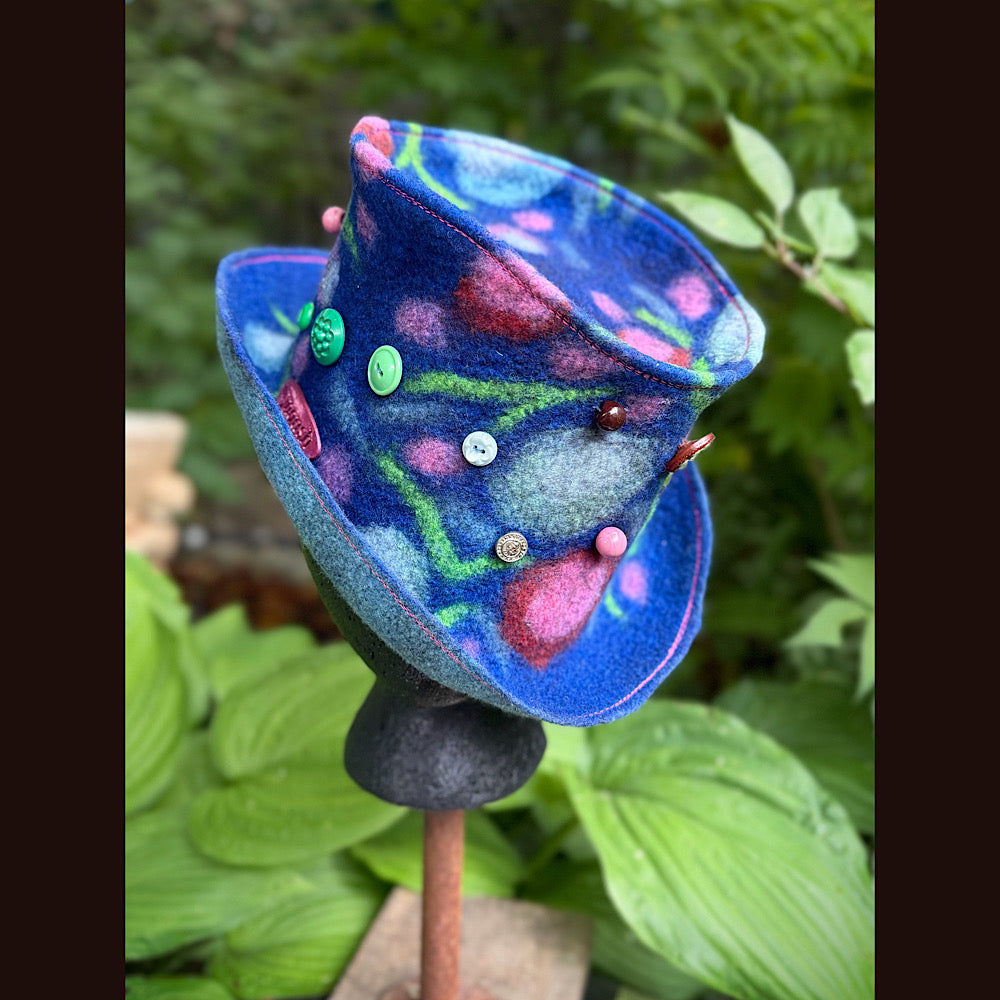 OOAK Handmade wool Felted hat 23.5” medium Silk lining