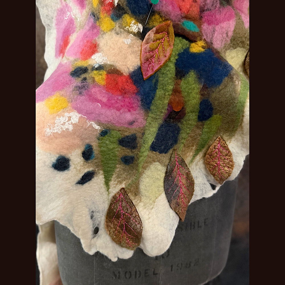 OOAK Handmade wool Felted Scarf 86” X 21”
