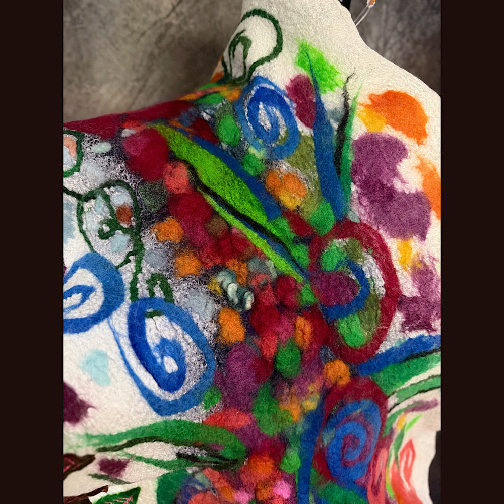 OOAK Handmade wool Felted Scarf 80” X 19”