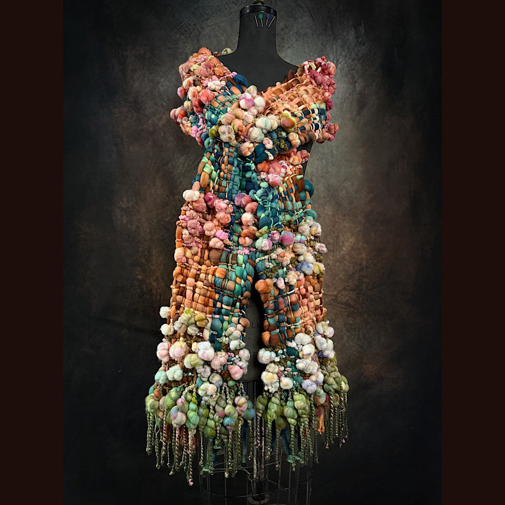 OOAK Handmade wool Woven Scarf 100” X 8”