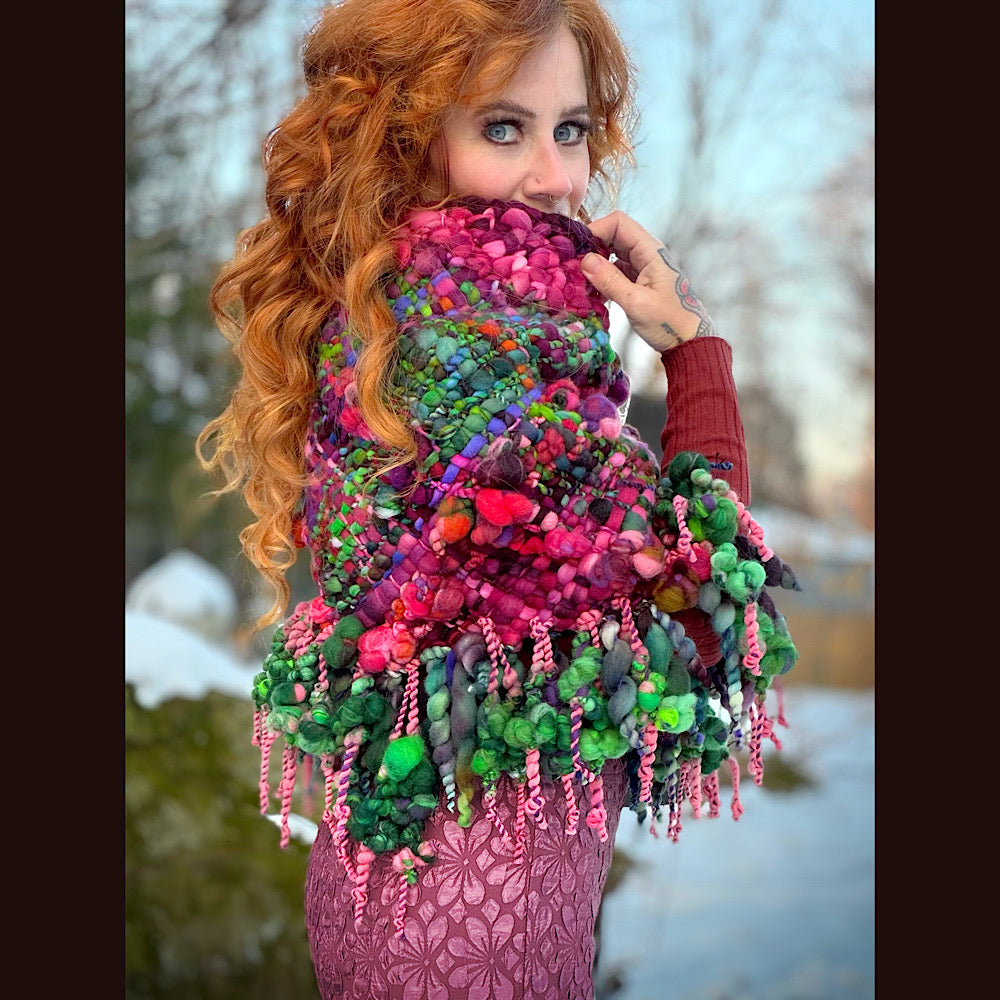 Handmade wool Woven Scarf shawlette