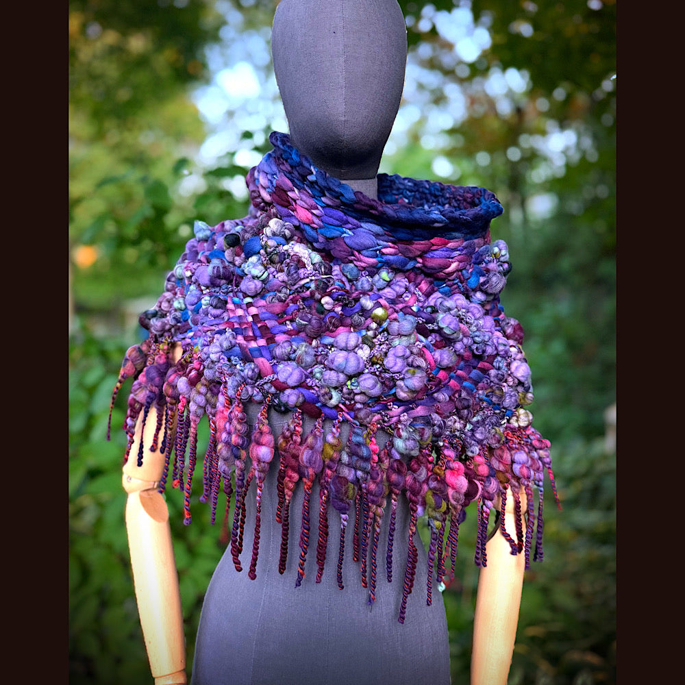 OOAK Hand woven wool handmade Scarf shawlette Small size