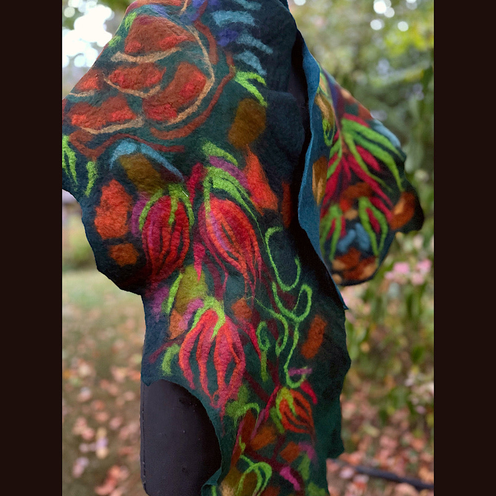 Handmade Felted Wool Scarf 85” X 21”