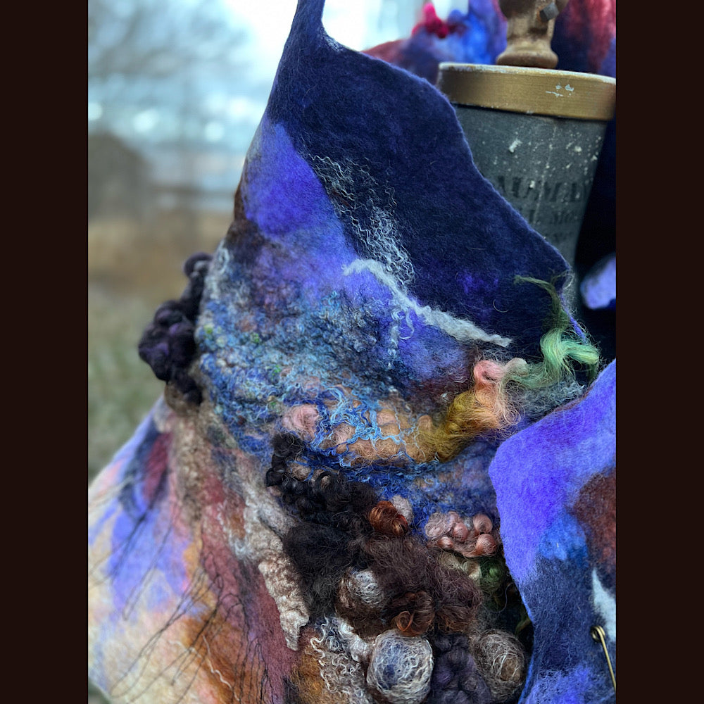 Last rays before dawn felted scarf 69” X 20”