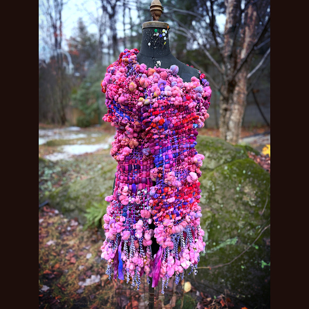 Handmade wool Woven Scarf 98” X 9”