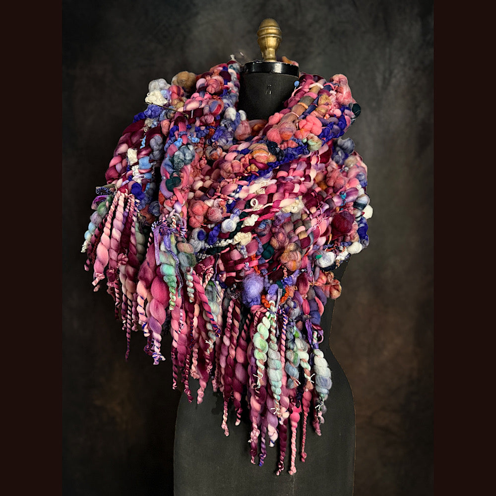 Handmade wool Woven Scarf 88” X 11”