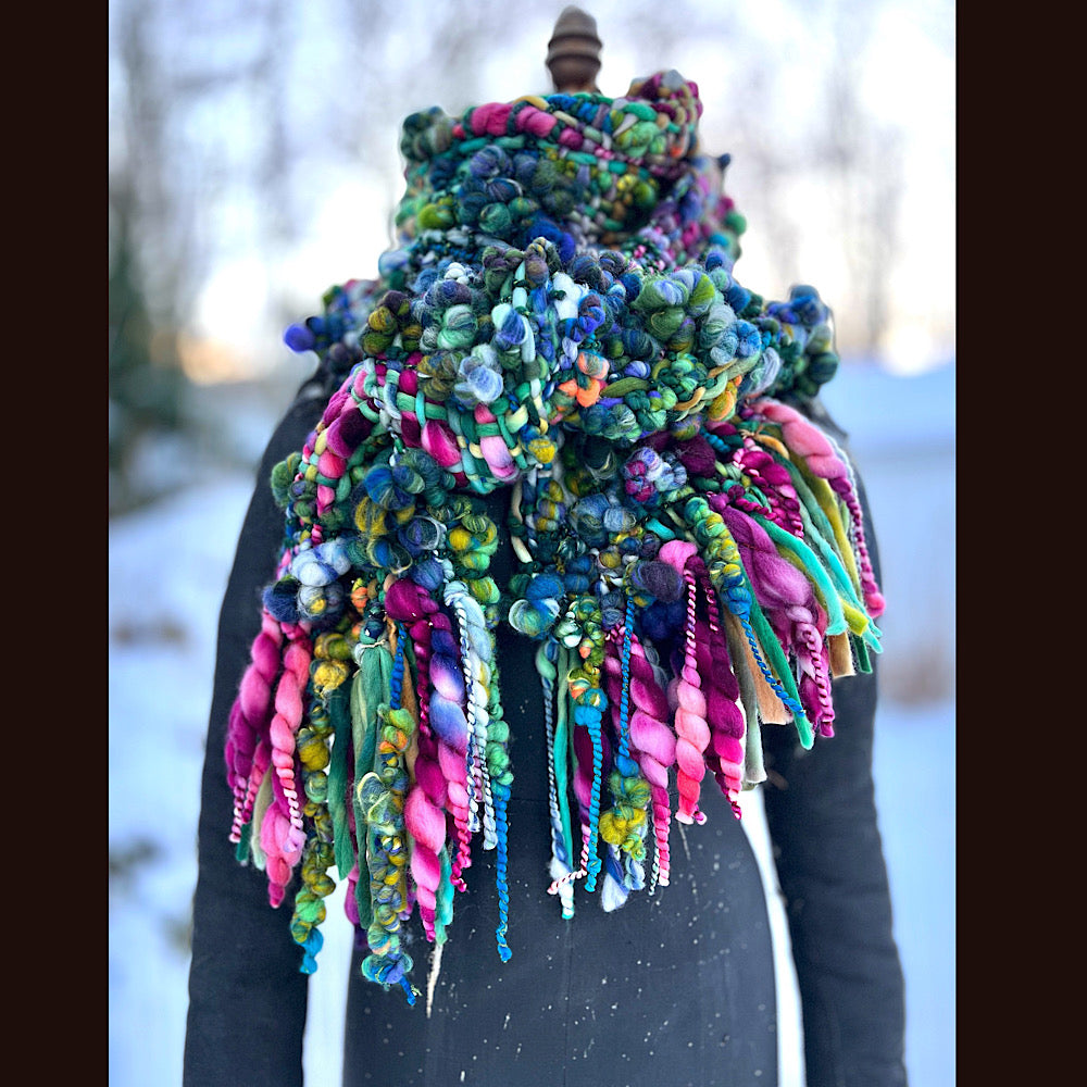 Woven art yarn Scarf 92” X 8.5”