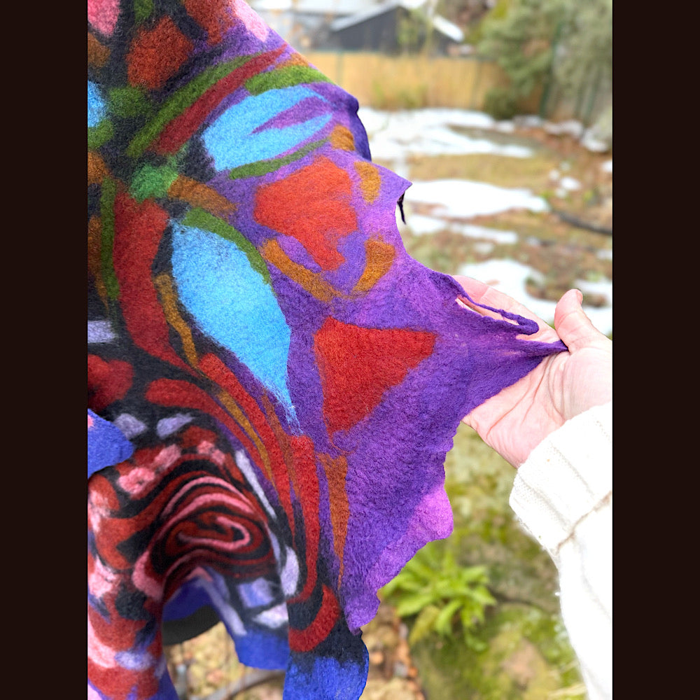 Handmade wool Felted Scarf 80” X 19”