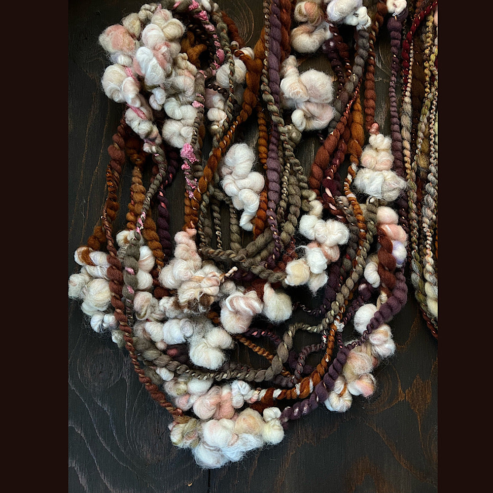 Large lot of art yarns for weaving 9.1 OZ