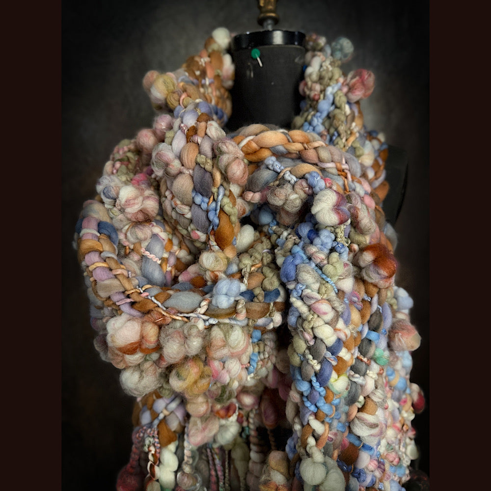 Handmade wool Woven Scarf 88” X 11”