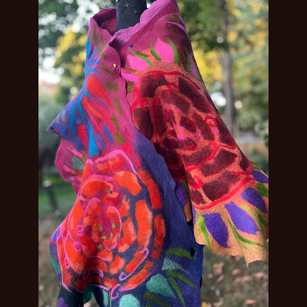 Handmade Felted Wool Scarf 74” X 29”