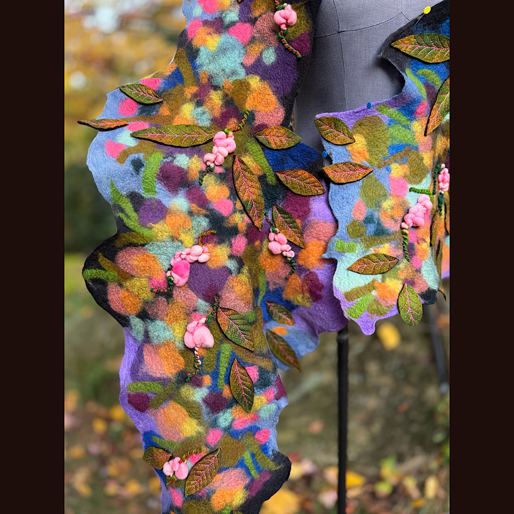 OOAK Handmade wool Felted Scarf 82” X 23” Original art work