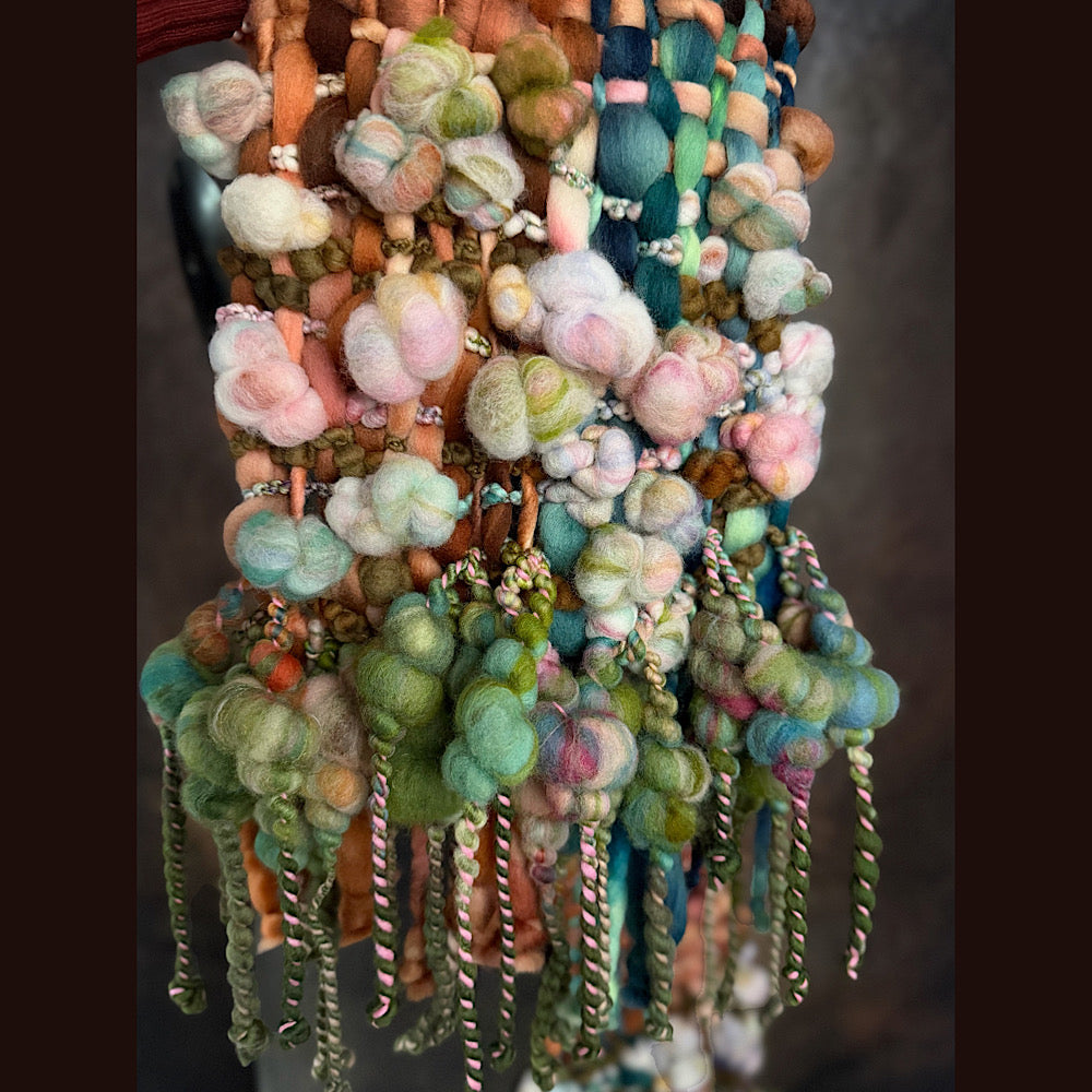 OOAK Handmade wool Woven Scarf 100” X 8”