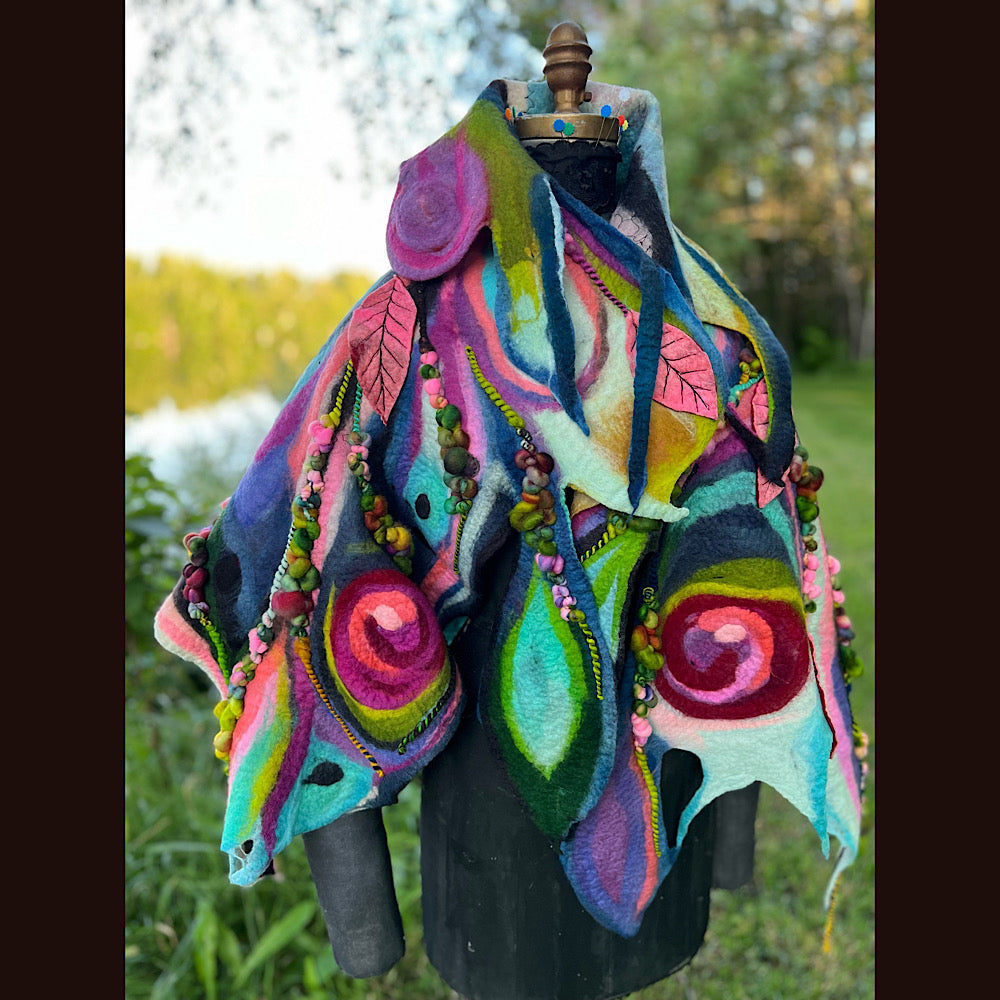 Large Felted Shawl 70” X 28