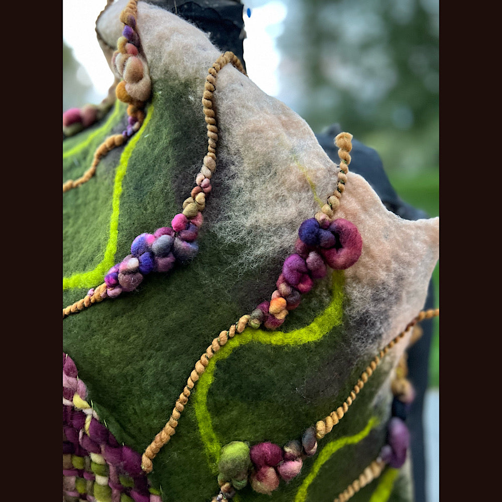 Felted and woven Shawl 82” X 21”