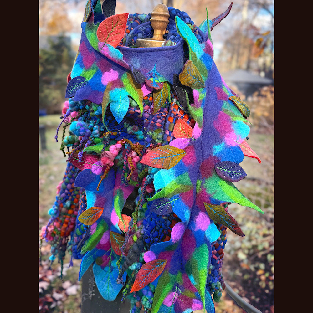 Handmade wool Felted Scarf 88”X 18”