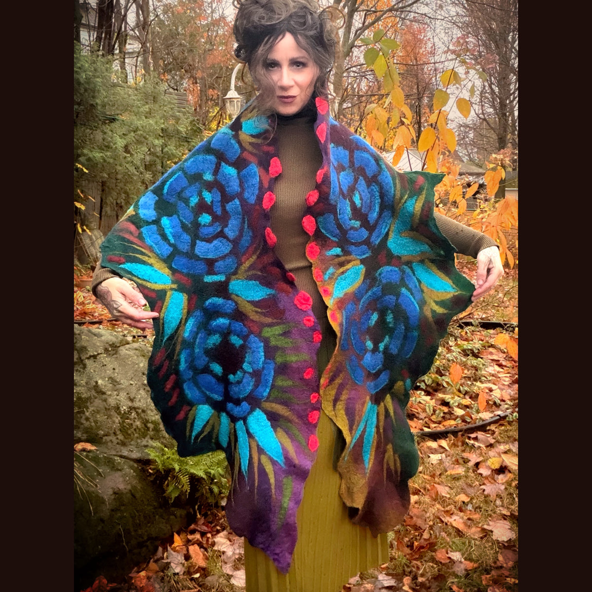 Handmade wool Felted Scarf 92” X 16”